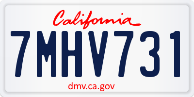 CA license plate 7MHV731