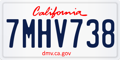 CA license plate 7MHV738