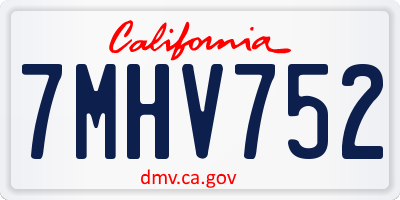 CA license plate 7MHV752