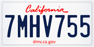 CA license plate 7MHV755