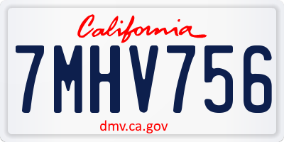 CA license plate 7MHV756