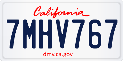 CA license plate 7MHV767