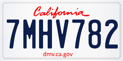 CA license plate 7MHV782