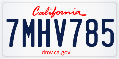 CA license plate 7MHV785