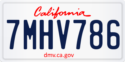 CA license plate 7MHV786