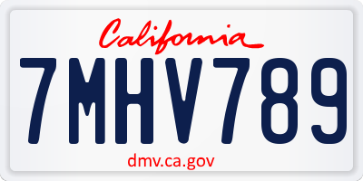 CA license plate 7MHV789