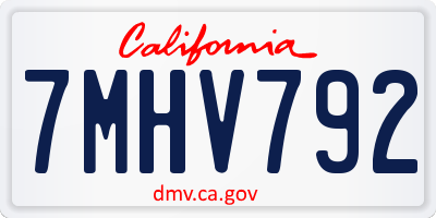 CA license plate 7MHV792