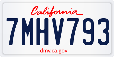 CA license plate 7MHV793