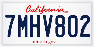 CA license plate 7MHV802