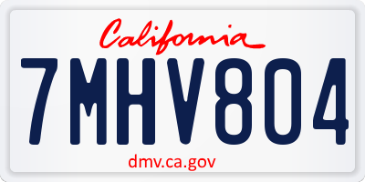 CA license plate 7MHV804