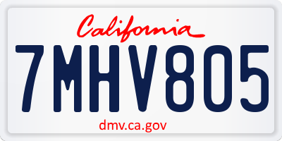 CA license plate 7MHV805
