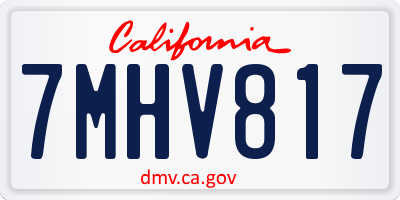 CA license plate 7MHV817