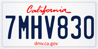 CA license plate 7MHV830