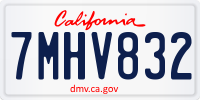 CA license plate 7MHV832