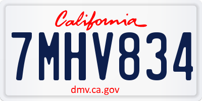 CA license plate 7MHV834