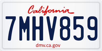 CA license plate 7MHV859