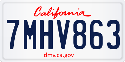 CA license plate 7MHV863