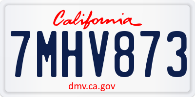 CA license plate 7MHV873
