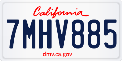 CA license plate 7MHV885