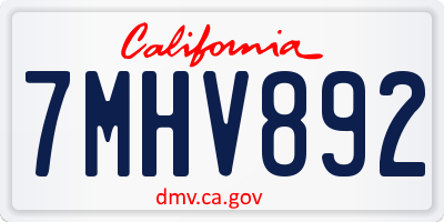 CA license plate 7MHV892