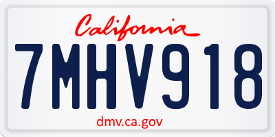 CA license plate 7MHV918