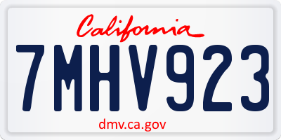 CA license plate 7MHV923