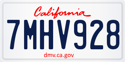 CA license plate 7MHV928