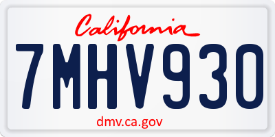 CA license plate 7MHV930