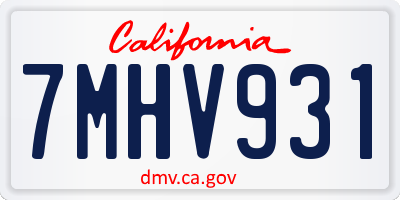 CA license plate 7MHV931