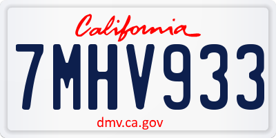 CA license plate 7MHV933