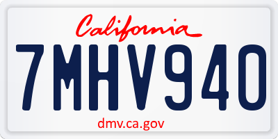 CA license plate 7MHV940