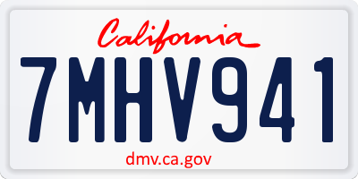 CA license plate 7MHV941
