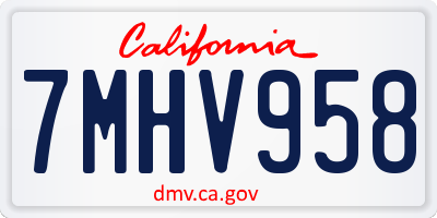 CA license plate 7MHV958