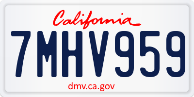CA license plate 7MHV959