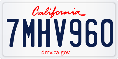 CA license plate 7MHV960