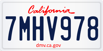 CA license plate 7MHV978