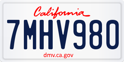 CA license plate 7MHV980