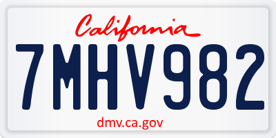 CA license plate 7MHV982