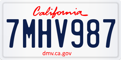CA license plate 7MHV987