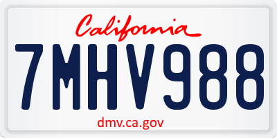CA license plate 7MHV988