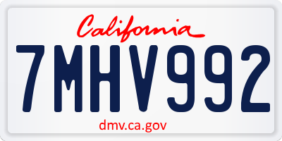 CA license plate 7MHV992