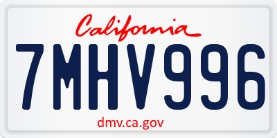 CA license plate 7MHV996