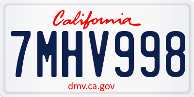 CA license plate 7MHV998