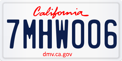 CA license plate 7MHW006