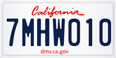 CA license plate 7MHW010