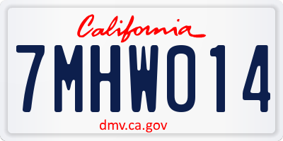 CA license plate 7MHW014