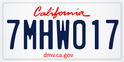 CA license plate 7MHW017