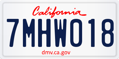 CA license plate 7MHW018