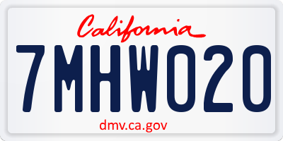 CA license plate 7MHW020