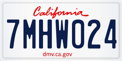 CA license plate 7MHW024